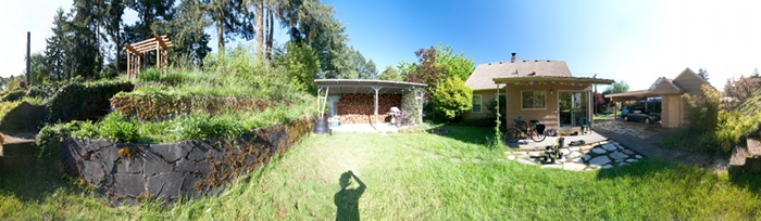 360 degrees panorama of a backyard on Country Club Drive in Corvallis, OR, USA