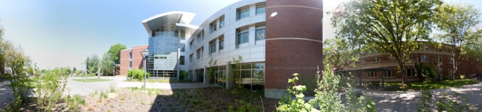 360 degrees panorama of the Kelly Engineering building on Oregon State University (OSU) campus in Corvallis, OR, USA