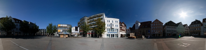 360 degrees panorama of the market place in Reutlingen, Germany